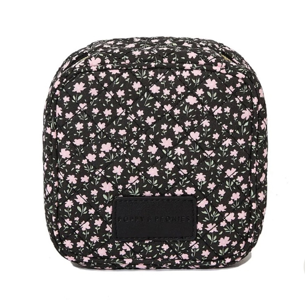 Poppy + Peonies QUILTED TECHED OUT CASE BLACK FLORAL - Picture 7 of 9